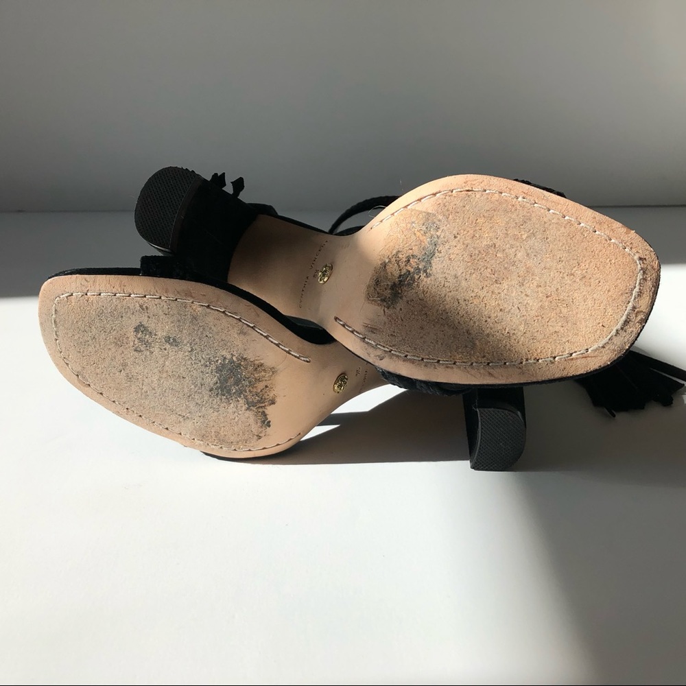 Cynthia Vincent Black Suede Block Heel Sandals - Picture 5 of 5